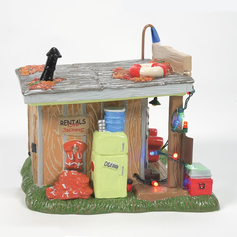 Department 56 Snow Village Xmas Vac Venta de la tienda de cebos Edificio ligero
