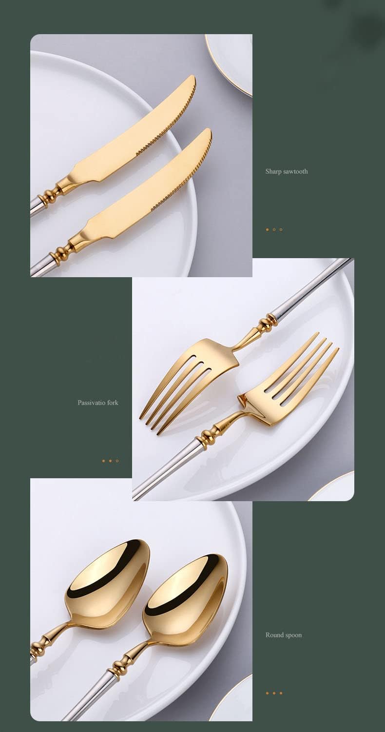 Juego de cubiertos para 6 utensilios de acero inoxidable de 36 piezas, vajilla dorada de columna romana europea, tenedor y cuchillo de lujo, hotel,