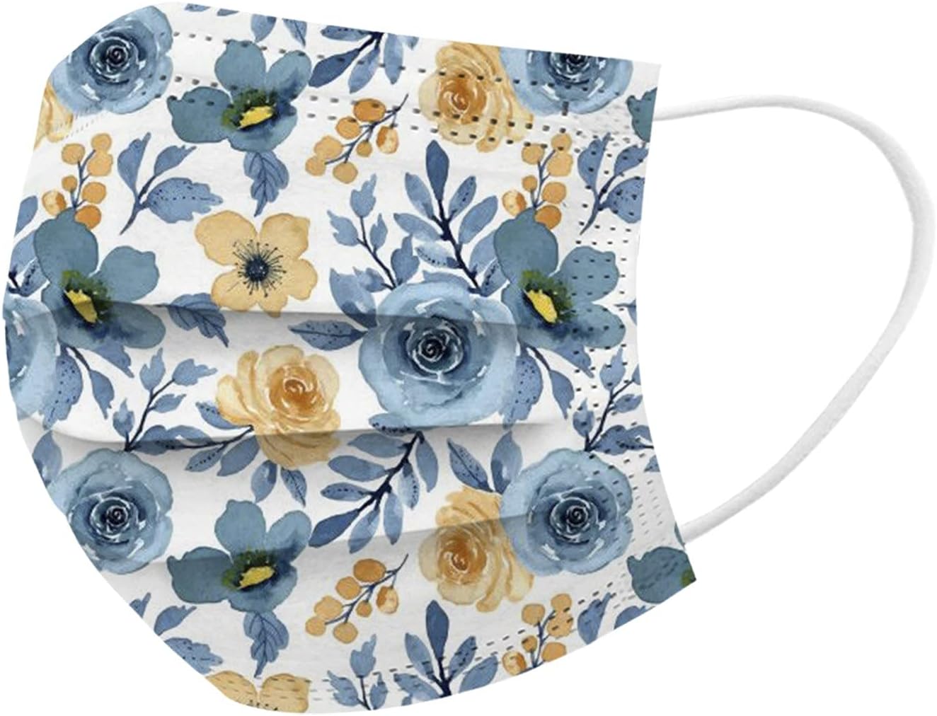 50 cubrebocas desechables con estampado floral de primavera con diseño para mujer, patrón de flores de 3 capas de protección con alambre para la