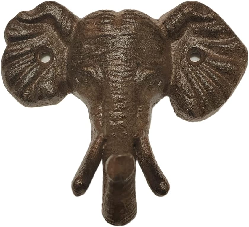 Gancho de pared de elefante de hierro fundido, perchero decorativo vintage, de hierro fundido, gancho rústico de una sola llave, resistente,
