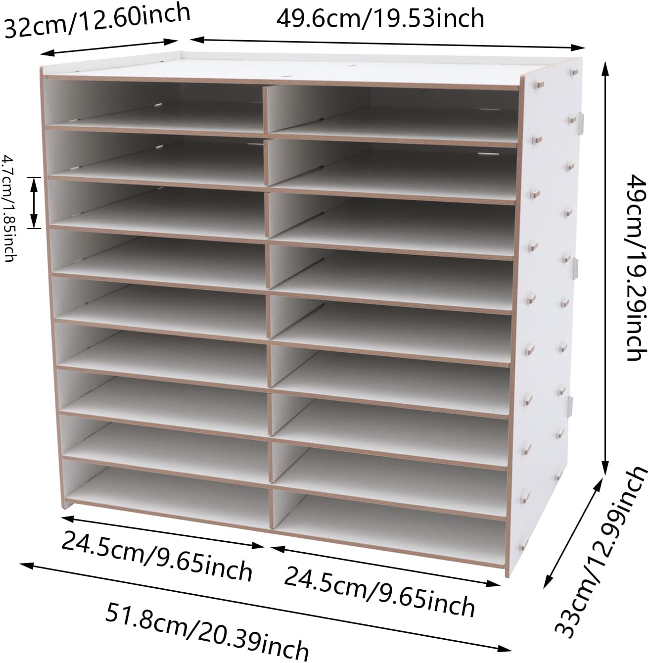 Clasificador de bandeja de correo de escritorio de papel de madera, gabinete de almacenamiento clasificador de literatura, 9 capas y 18