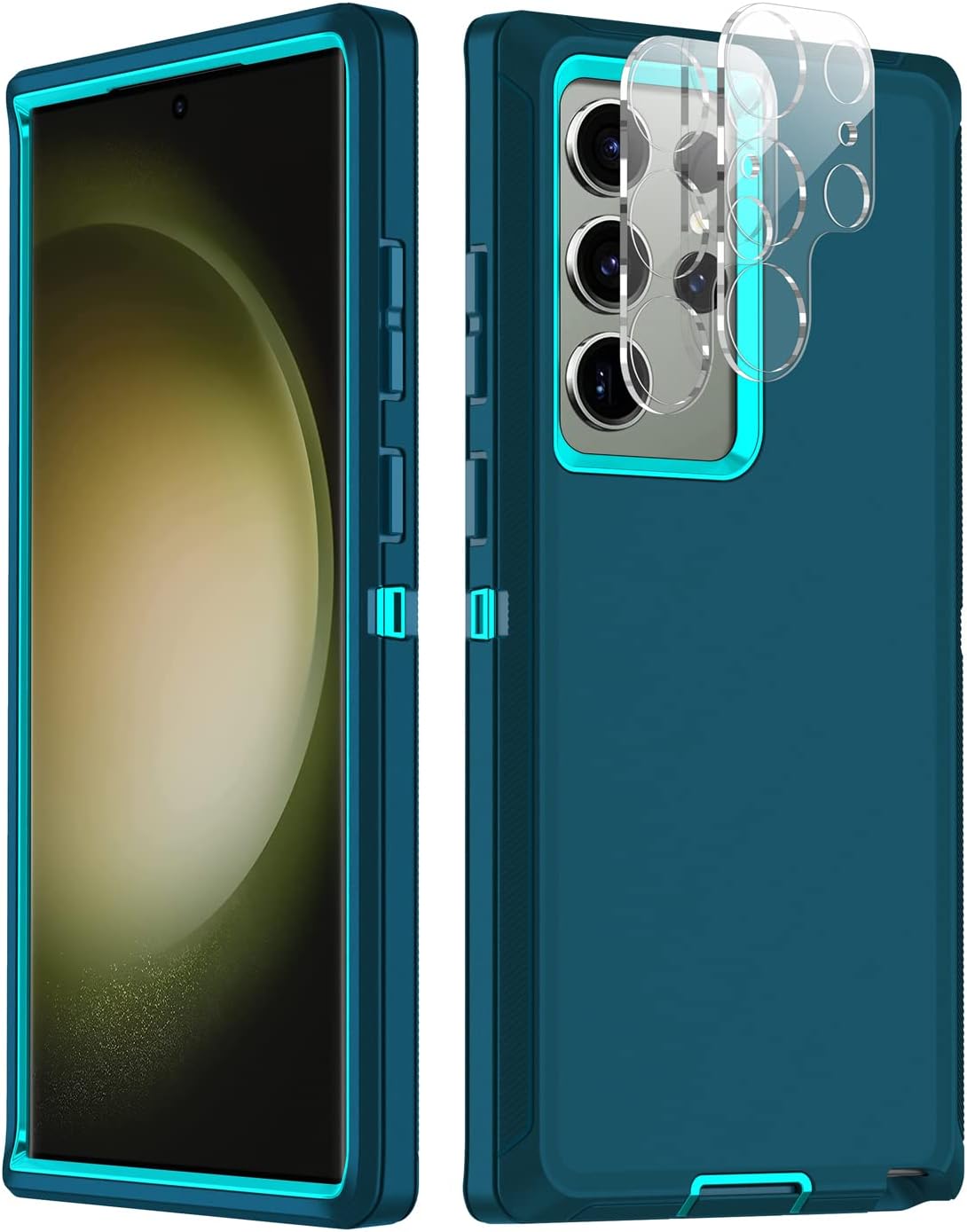 I-HONVA Funda para Samsung Galaxy S23 Ultra con 2 protectores de lente de cámara, resistente a prueba de golpes, 3 capas, protección de cuerpo