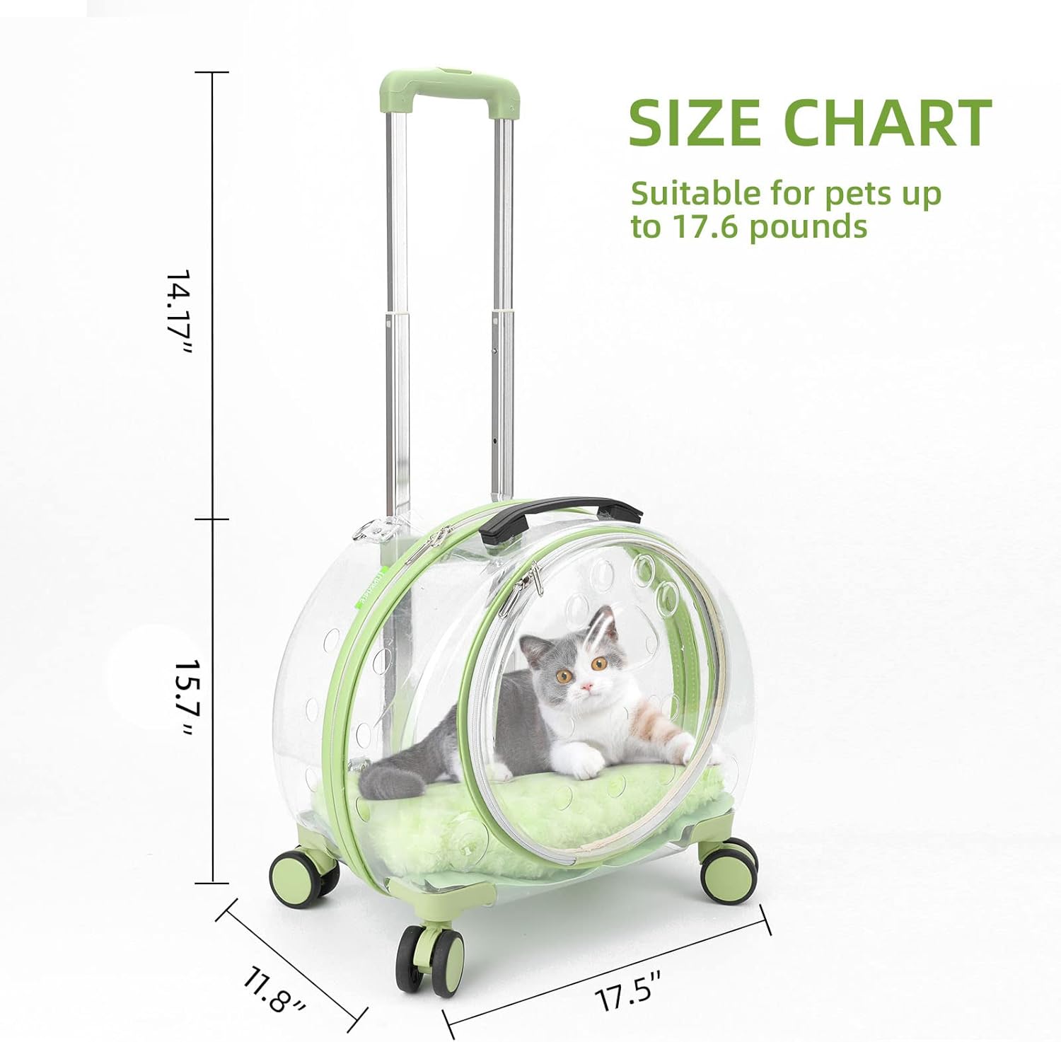 TripleHare Mochila transportadora de mascotas transparente y totalmente transpirable con ruedas para perros, gatos, loros o conejos, múltiples