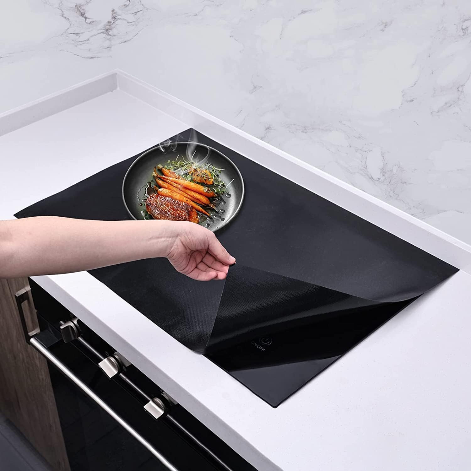 KitchenRaku – Alfombrilla protectora grande para placa de inducción, (magnética), cubiertas para quemadores de estufa eléctrica, antiarañazos como