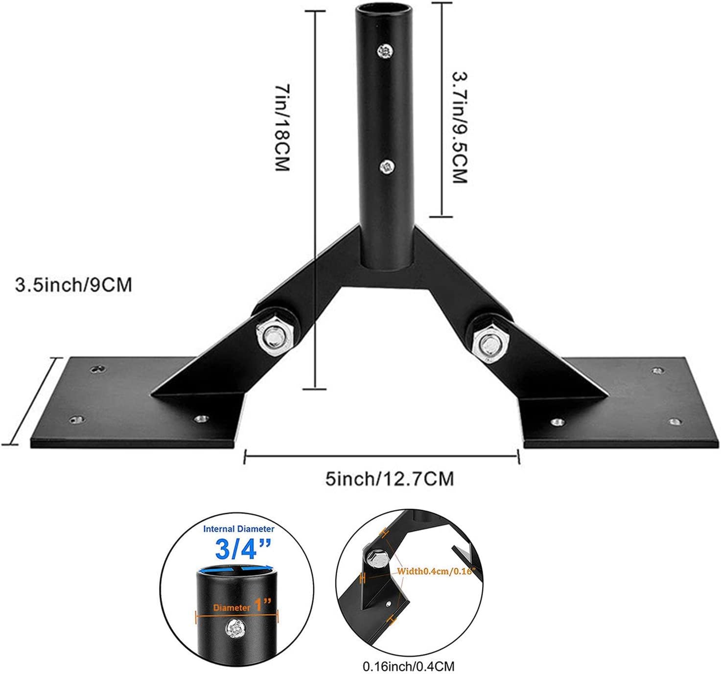 1 juego de veleta ajustable Ridge Vent montaje de techo, montaje de paletas de acero para cúpula con soportes de montaje extensión negro
