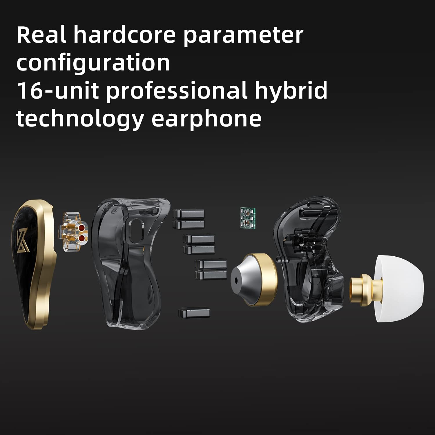 KZ ZAS 7BA+1DD IEM Auricular 16 unidades Tecnología Híbrida Flagship Auricular Monitor Auriculares HiFi Stereo Sound in Ear Monitor con cable