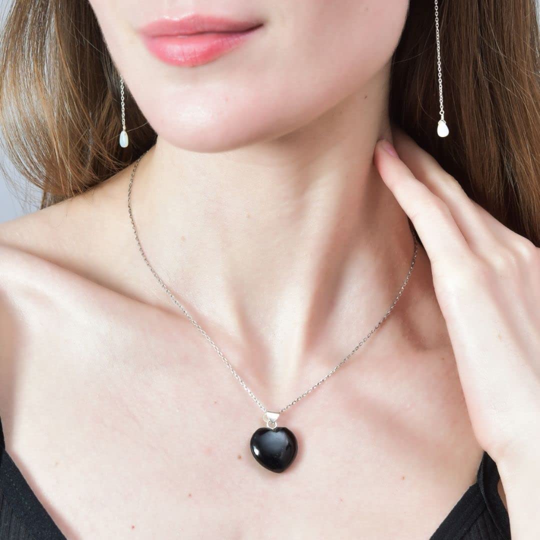 Green Malachite Necklace for Women, Heart Pendant Necklace, Green Heart Necklace, Malachite Jewelry, Everyday Wear, 925 Silver 16+2 inch Adjustable