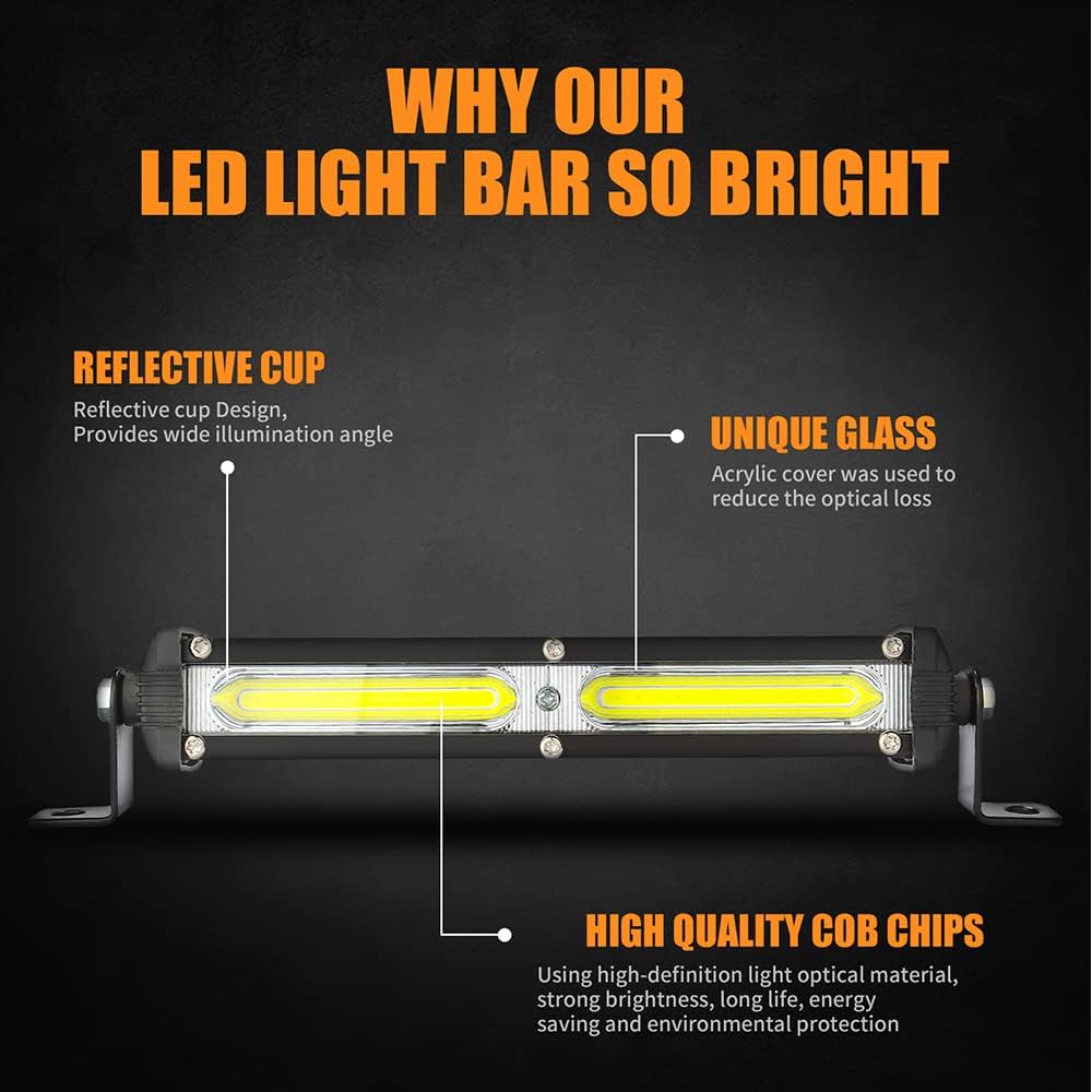 2-Pack 7Inch 26000LM Off-Road Light Bar, AUBEAMTO 80W 6500K White Ultra-Slim LED Light Bar Flood Light Waterproof Off Road Driving Lighting COB LED