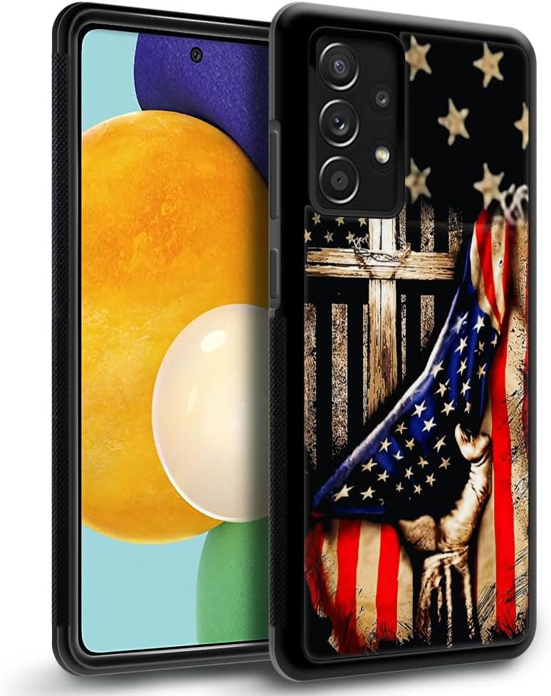 DAIZAG Funda compatible con Samsung Galaxy A32 4G, bandera estadounidense de madera cruzada para hombre y mujer, protección completa, a prueba de