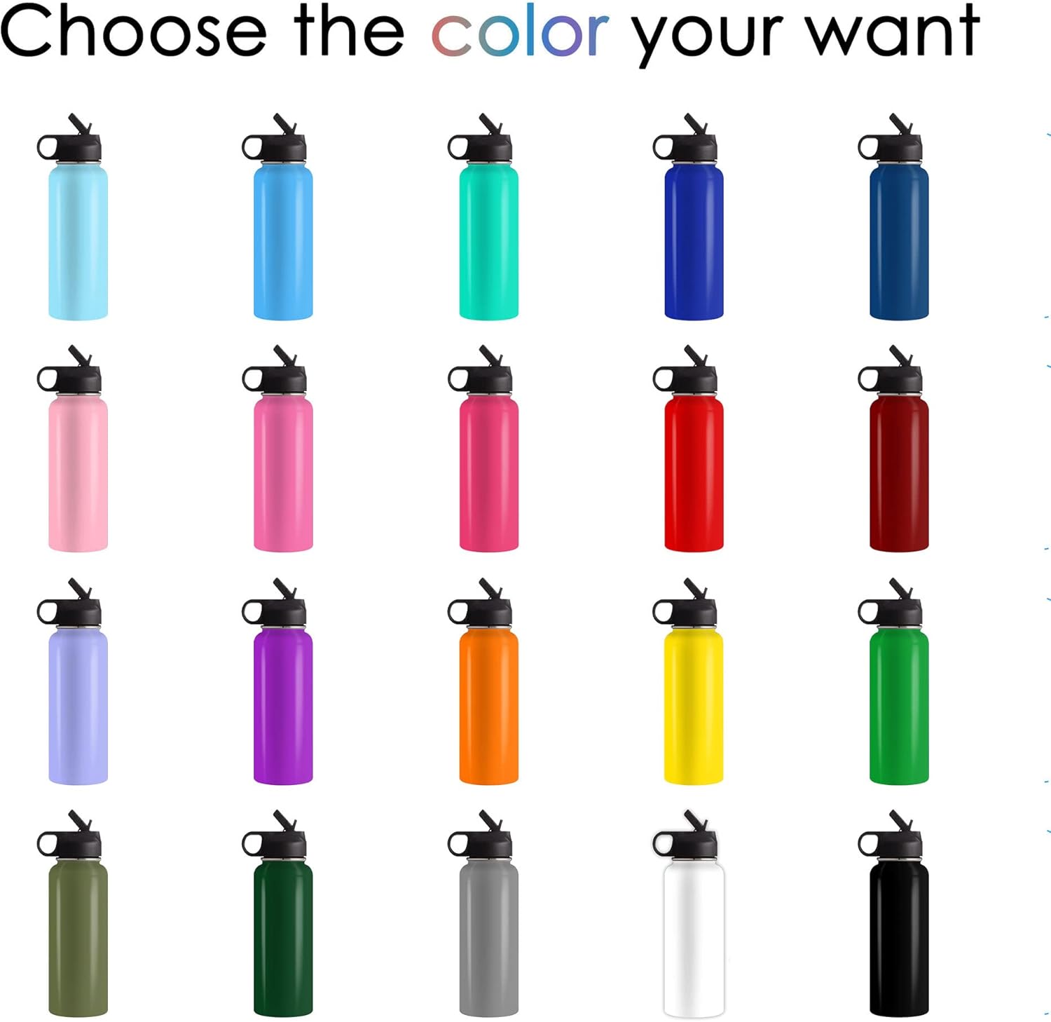 Botellas de agua con fotos personalizadas, botella de agua aislada de acero inoxidable con impresión de doble cara personalizada de 18 oz32 onzas