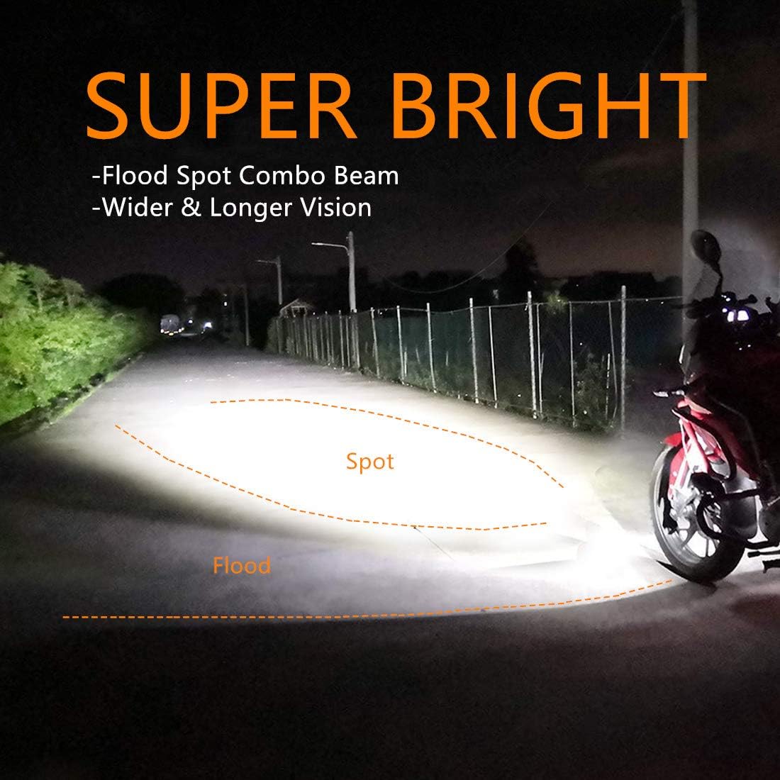 KAWELL 2 luces redondas de 20 W para motocicleta, bici de suciedad, 7D, 6000 K, luces antiniebla, impermeables, LED, barra de luz de trabajo, para