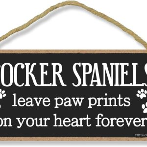 Honey Dew Gifts Cocker Spaniels Leave Paw Prints, decoración conmemorativa de madera para el hogar, letrero decorativo de pared de duelo de perro, 5 Honey Dew Gifts Cocker Spaniels Leave Paw Prints, decoración conmemorativa de madera para el hogar, letrero decorativo de pared de duelo de perro, 5