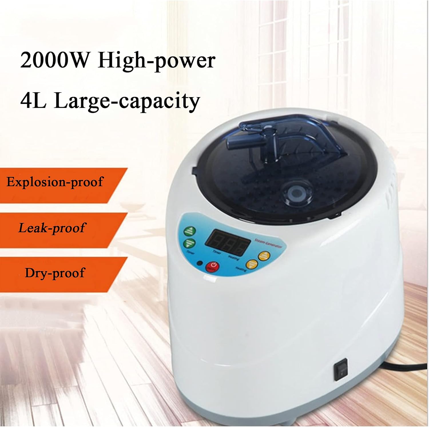 CGOLDENWALL Sauna de vapor portátil Home Personal Spa, 4L 2000W máquina de olla de vapor puede continuar generando vapor durante 99 minutos, sala de