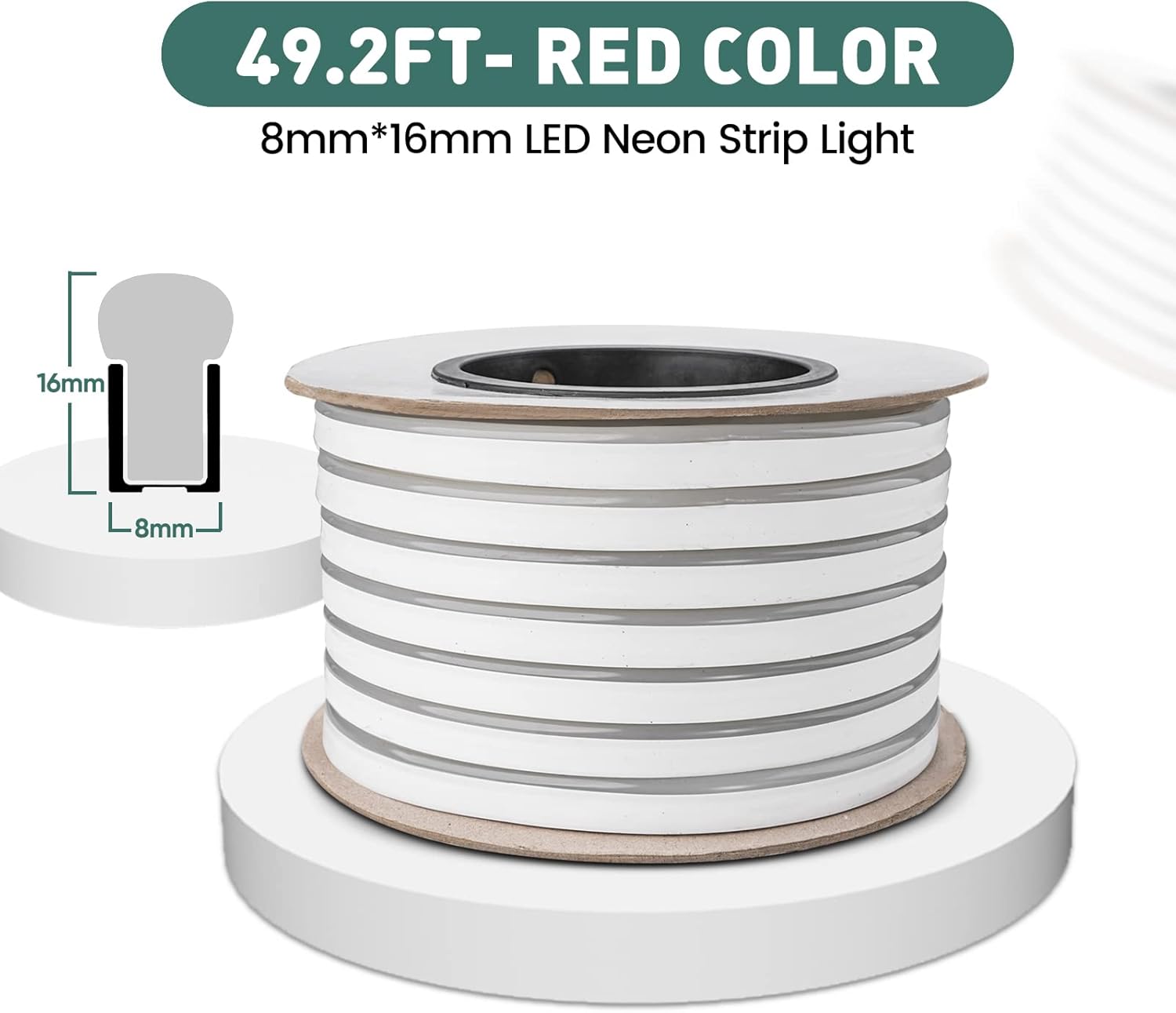 GZBtech Tira de luces LED flexibles de neón de 50 pies, CA 110-120 V, impermeable, 120 LEDsM, iluminación de neón conectable para decoración del
