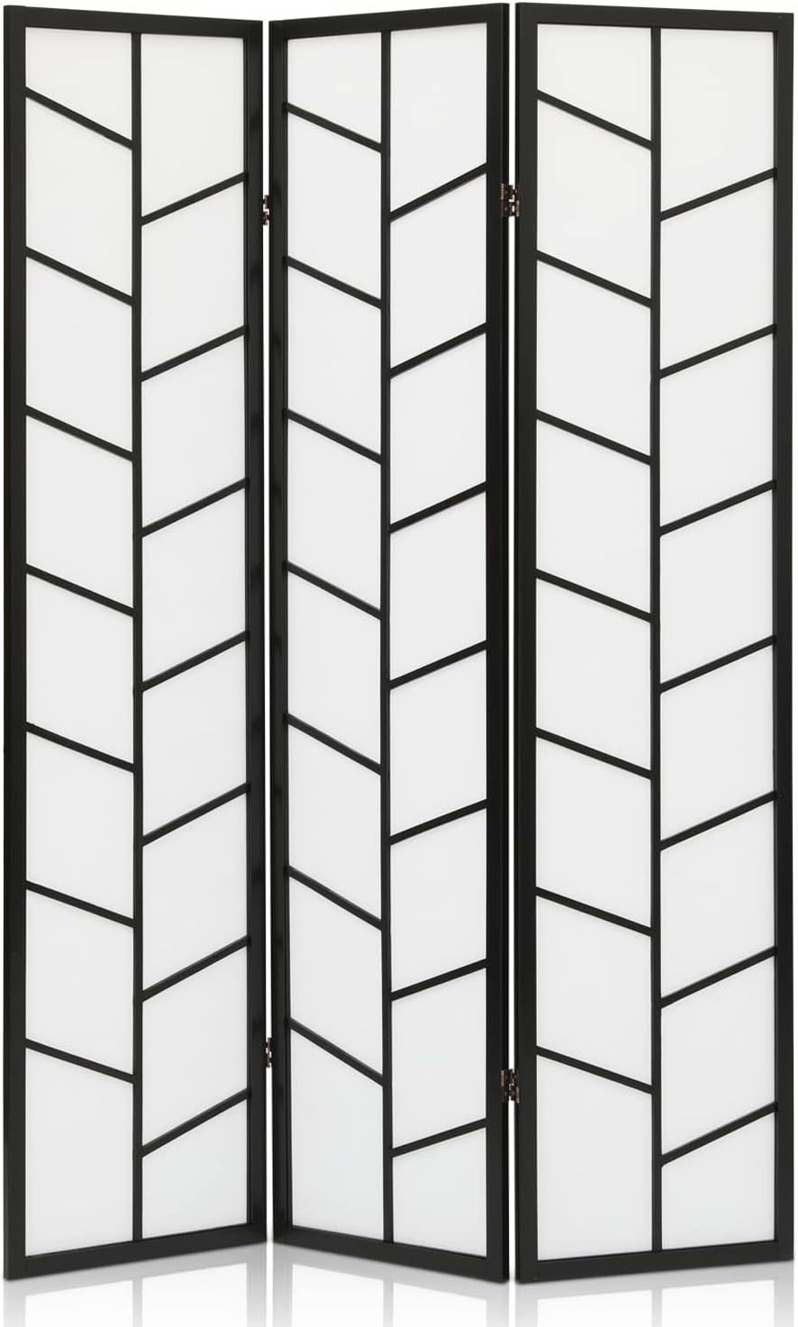 Magshion Divisor oriental Shoji de 3 paneles de 5.9 pies de alto con rejilla de diamantes, pantallas de privacidad plegables de madera moderna,