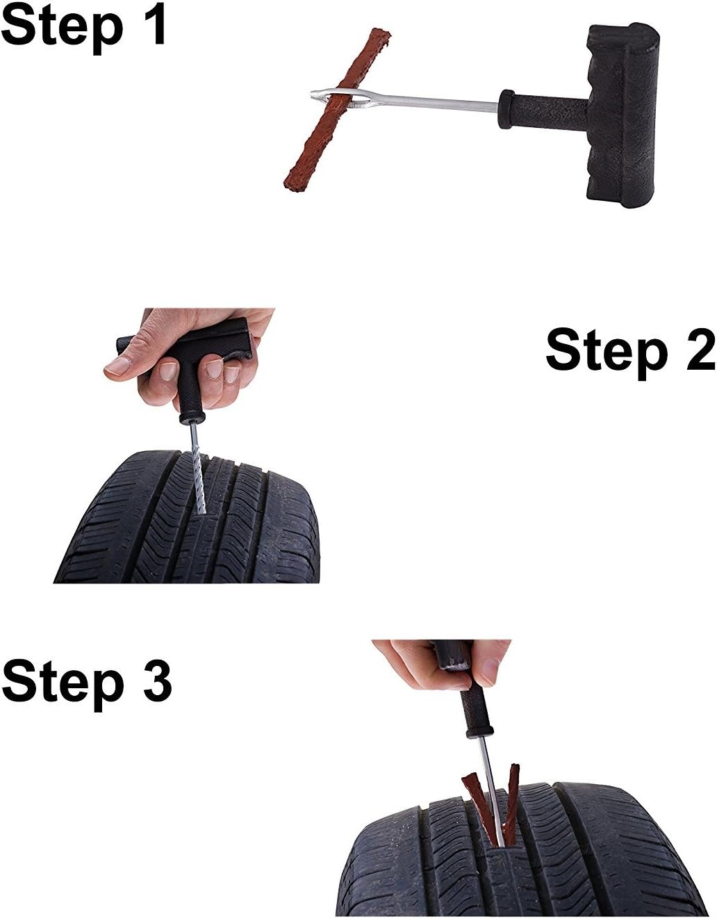 Kit de reparación de neumáticos sin cámara, reparación de pinchazos y tapones planos, automotriz, ideal para neumáticos en automóviles,