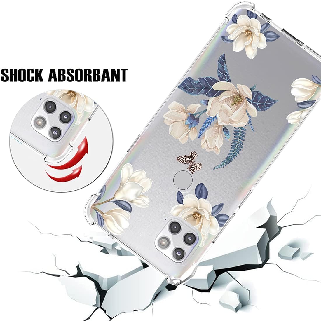 Funda para Moto One 5G Ace, Moto G 5G para niñas, transparente y delgada, a prueba de golpes, flexible de goma de poliuretano termoplástico, funda