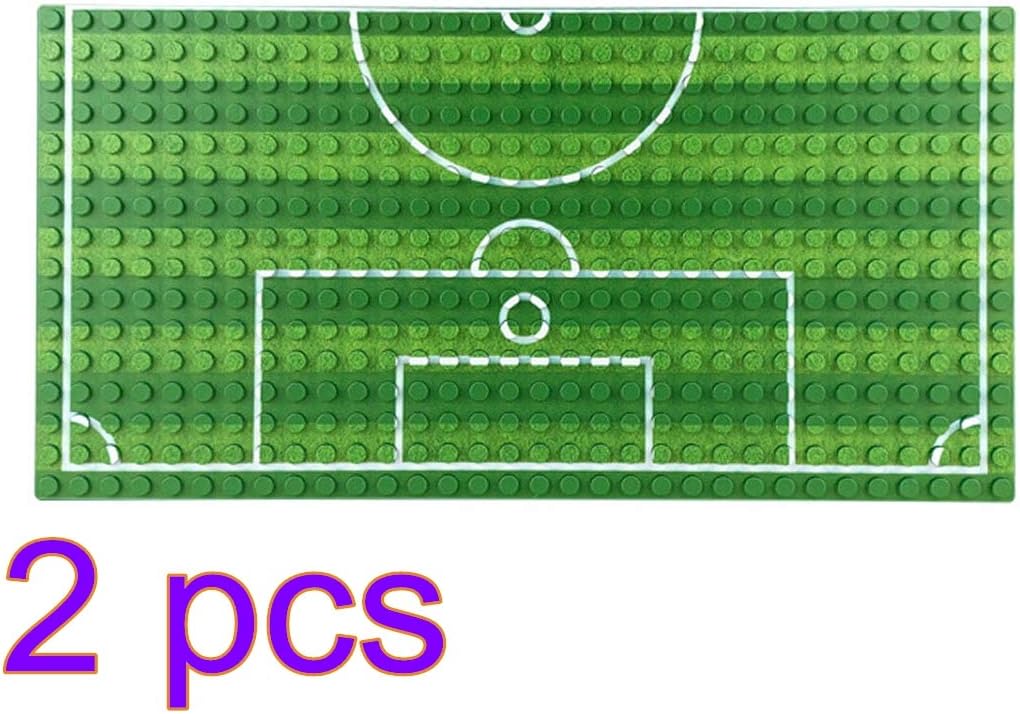 KKXX 16 x 32 agujeros de juguete de ladrillo de zócalo de campo de fútbol, 2 piezas de tablero de juego de fútbol para bloques de construcción,