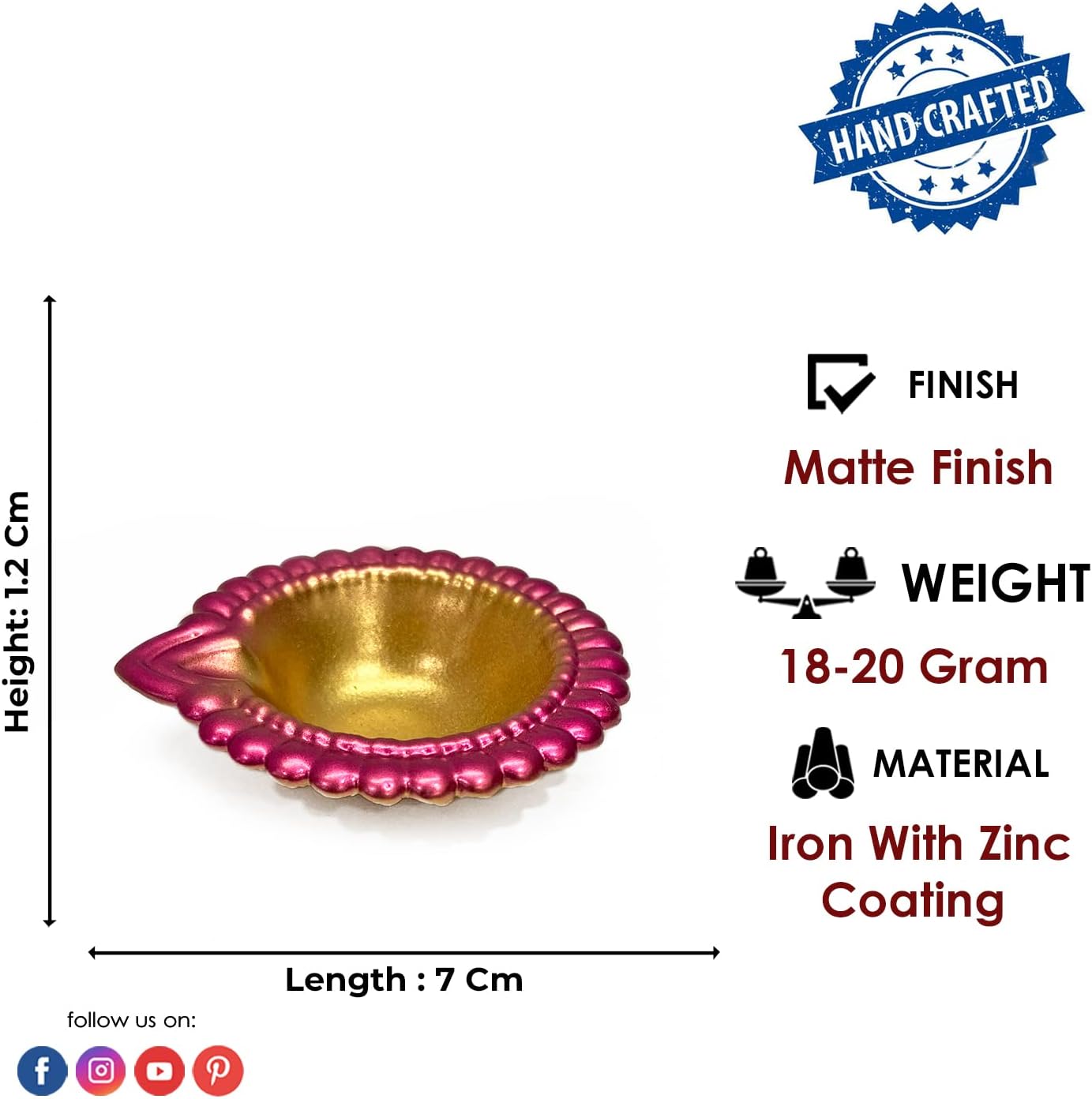 Satvik – 12 piezas de diseño de metal multicolor Lakshmi Diya para decoración de Diwali. Lámpara de aceite Dia Deepak para interiores y exteriores,