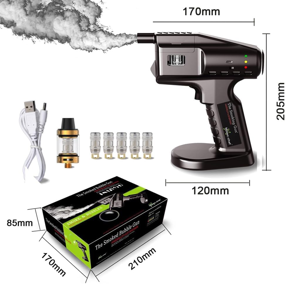 Aromour Blaster, pistola eléctrica de humo de burbujas de cóctel con burbujas comestibles y humo líquido, máquina ahumadora eléctrica de mano,