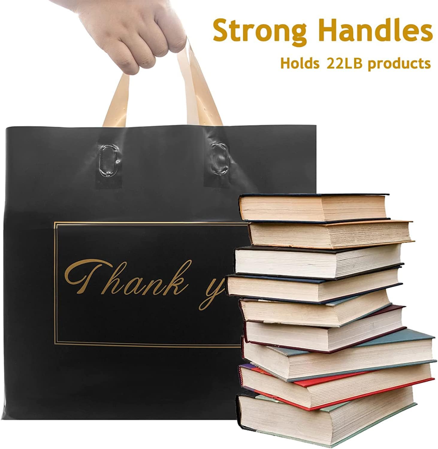 WAKAKO Paquete de 60 bolsas de compras de agradecimiento, bolsas de regalo de agradecimiento de 16 x 14 pulgadas con asa para pequeñas empresas,