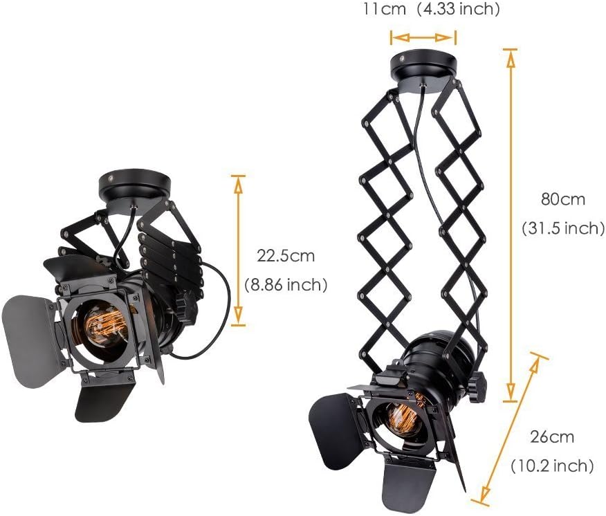 Hobaca Loft Telescópico Industrial Hierro Foco Vintage Luces de Techo LED Tienda Luz de Pista Nórdica Lámpara Colgante Luces de Pared Foco para Bar