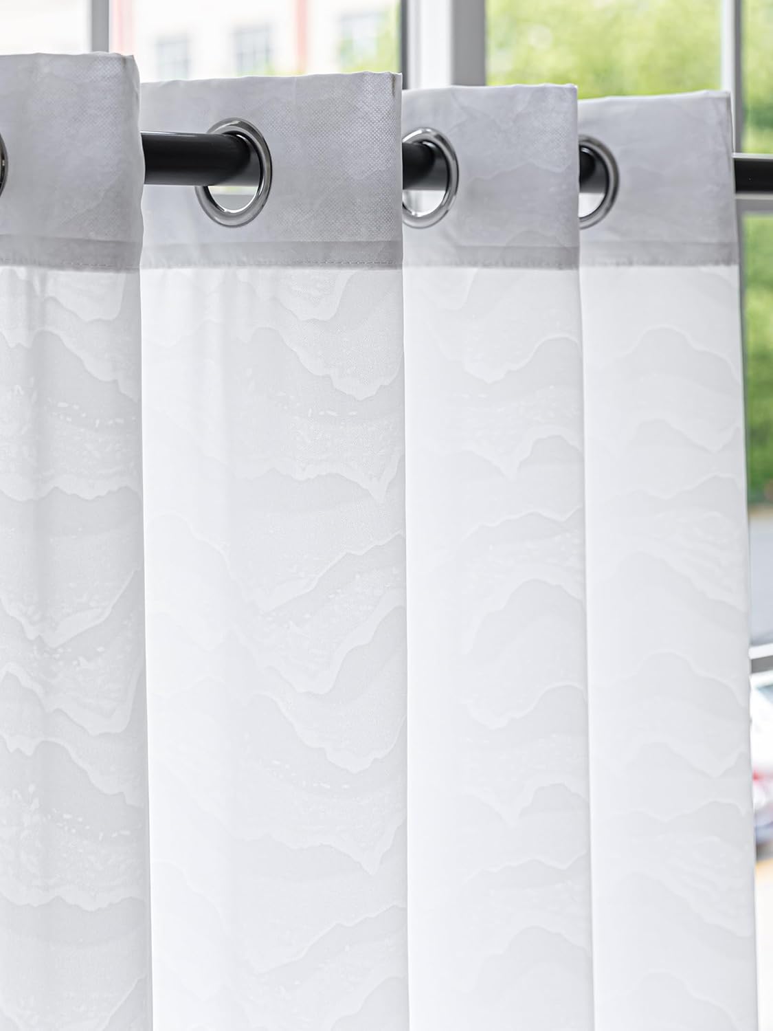 Avigers Cortinas traslúcidas con patrón de nube blanca para sala de estar de 84 pulgadas de largo, juego de 2 paneles de 2 paneles con ojales en la
