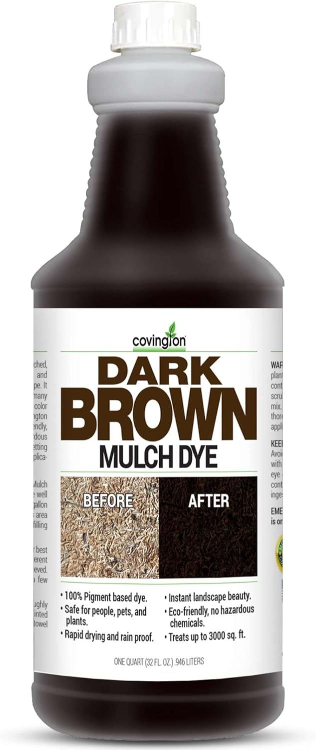 Covington Tinte de mantillo marrón oscuro para paisajismo, concentrado en aerosol de mantillo marrón oscuro intenso, solo mezcla con agua y rocía