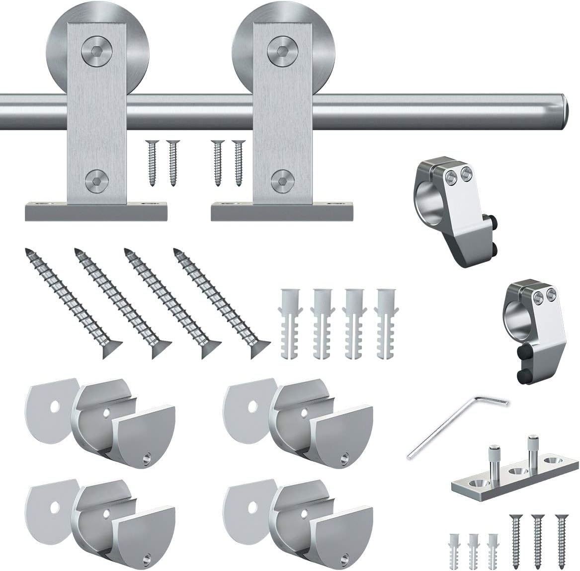 SMARTSTANDARD – Kit de herramientas para puerta deslizante de montaje superior, 5 pies, acero inoxidable, resistente, guía de granero fácil de