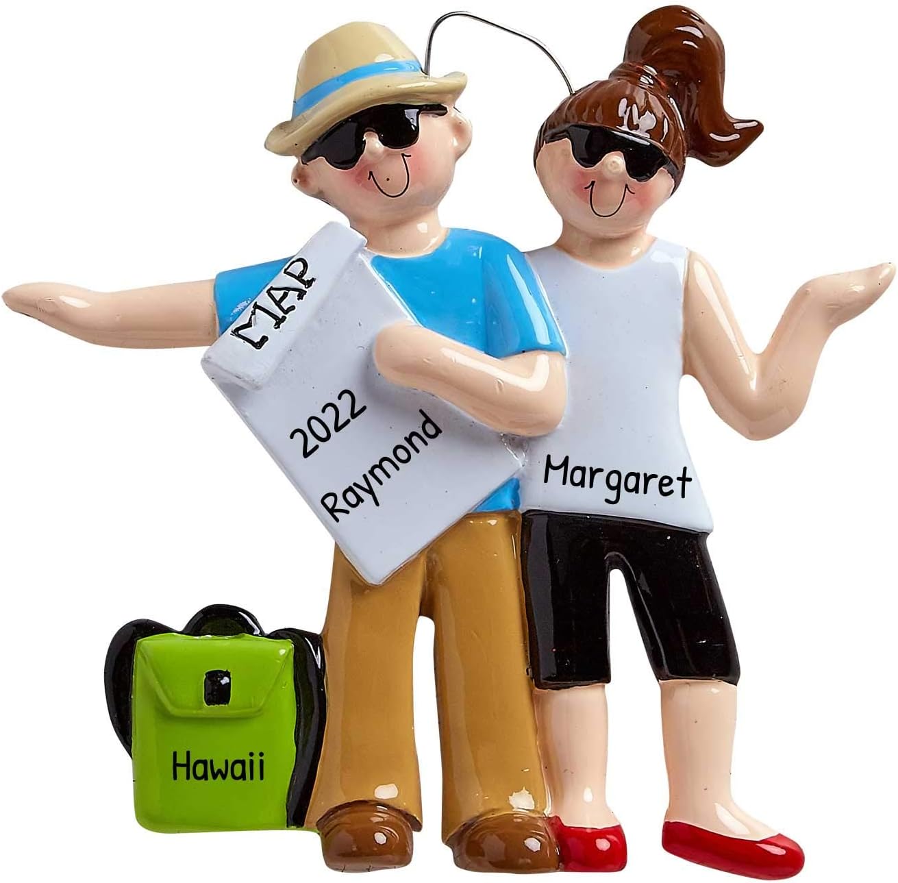 Adornos de Navidad personalizados para parejas, adorno de parejas 2023, adornos de pareja de viajeros para árboles de Navidad, adornos de Navidad