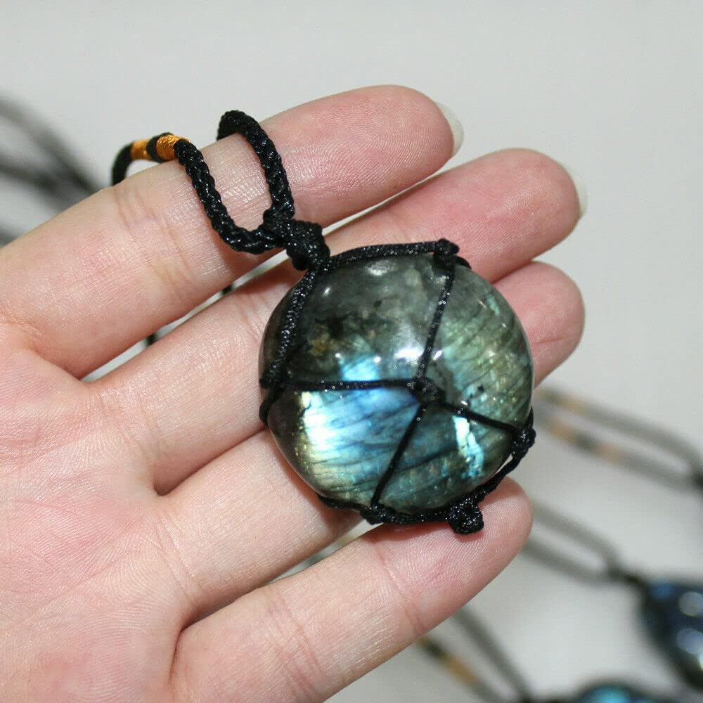 TEAMWILL 3 piezas de piedra de luna de labradorita natural colgantes de piedra de energía curativa collar