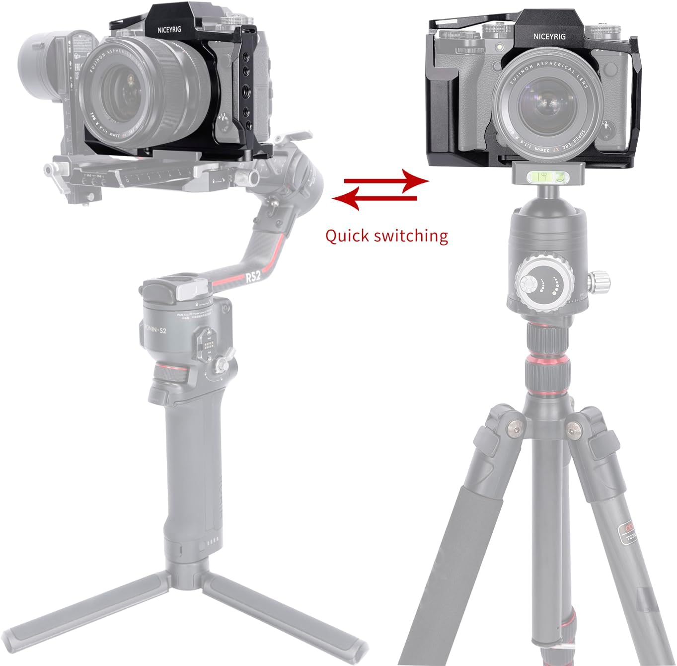 NICEYRIG Jaula completa para cámara sin espejo FUJIFILM XT-5 con empuñadura, placa de liberación rápida para Arca-Swiss, múltiples puntos de montaje