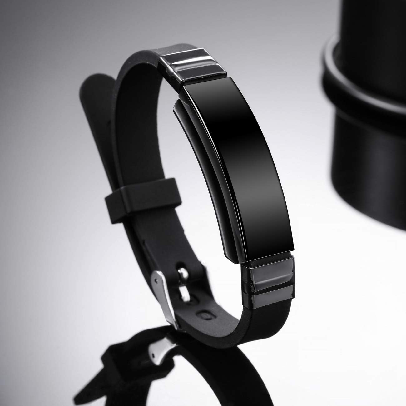 MOWOM Medical – Pulsera de silicona con grabado personalizado, con identificación, alerta médica, pulsera ajustable para hombres, mujeres, niños, de