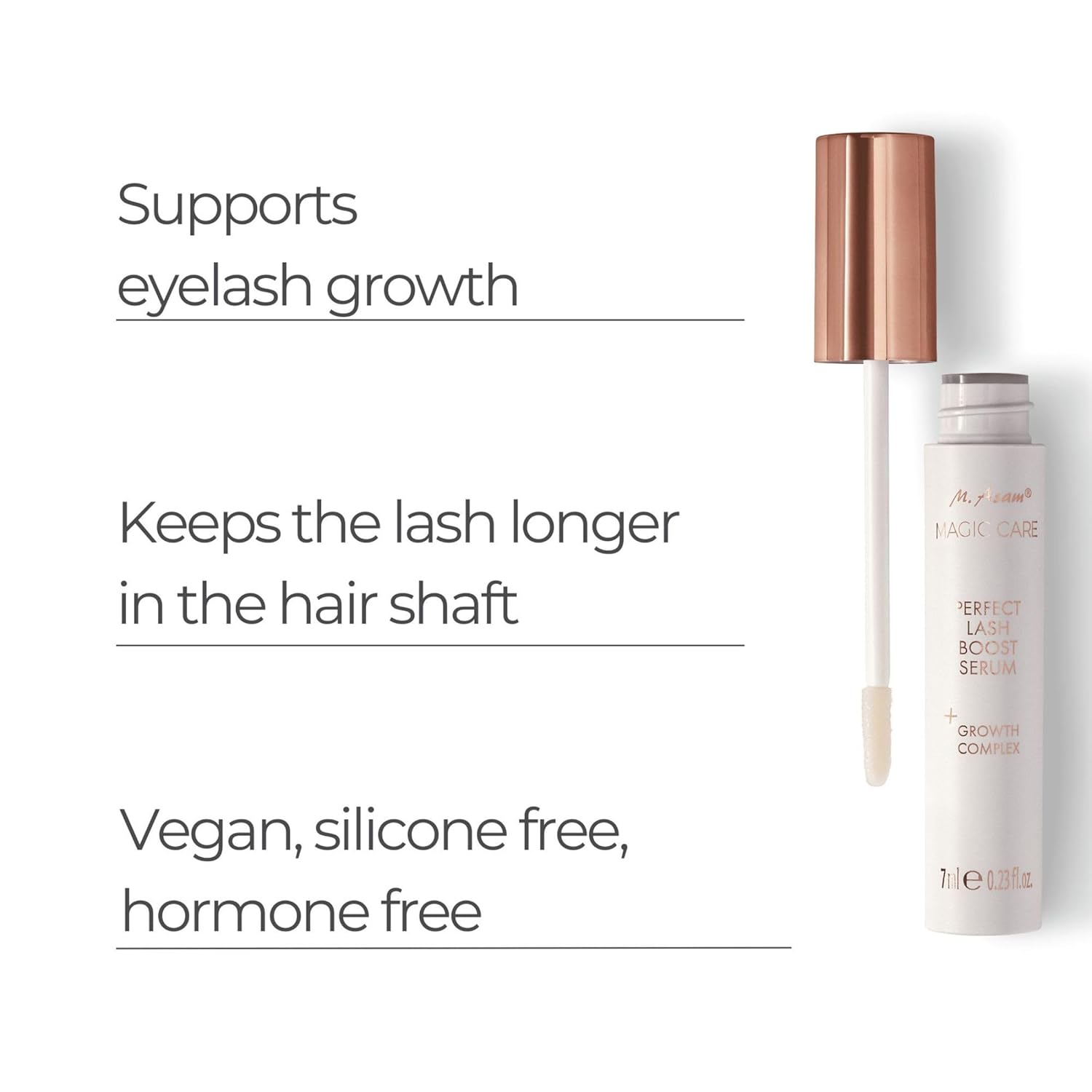 M. Asam Magic Care Perfect Lash Boost Serum – suero de pestañas para pestañas completas y cejas expresivas, estimula los folículos de las pestañas y