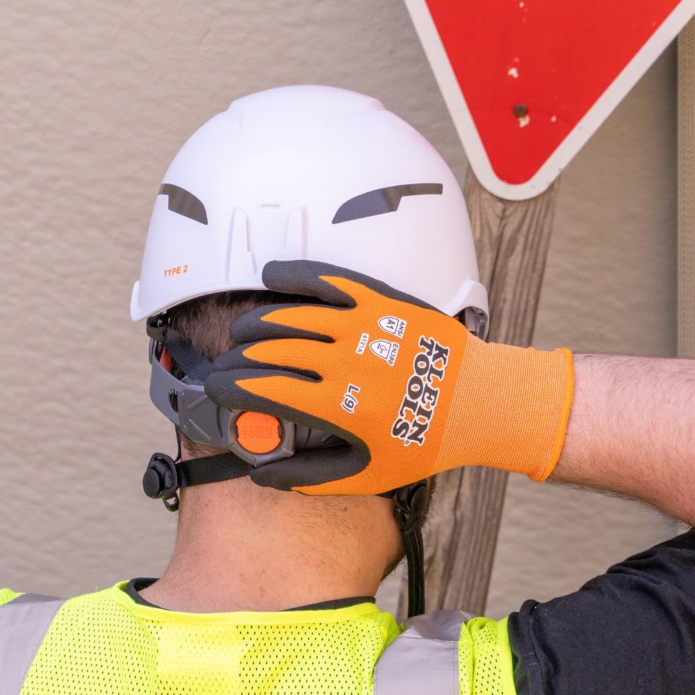 Klein Tools 60582 – Guantes de trabajo, guantes de punto resistentes a los cortes, ANSI A1, con revestimiento de nitrilo, nailon y elastano, aptos
