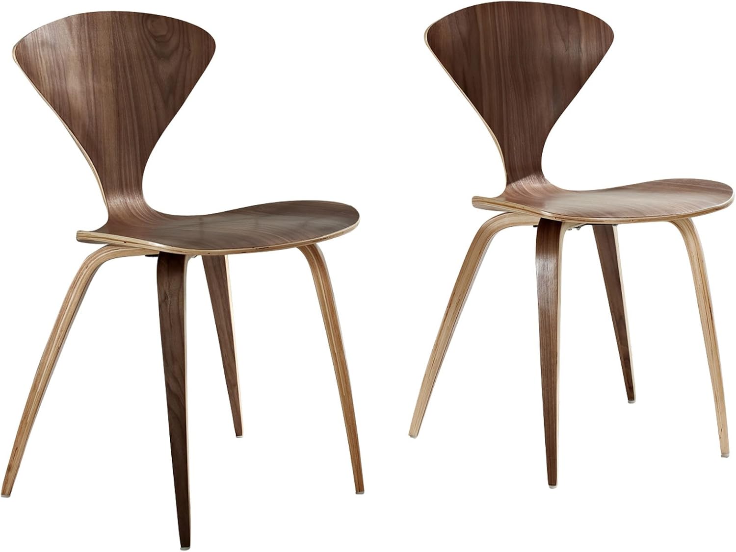 Modway Vortex Mid-Century Modern – Dos sillas de cocina y comedor en nogal oscuro