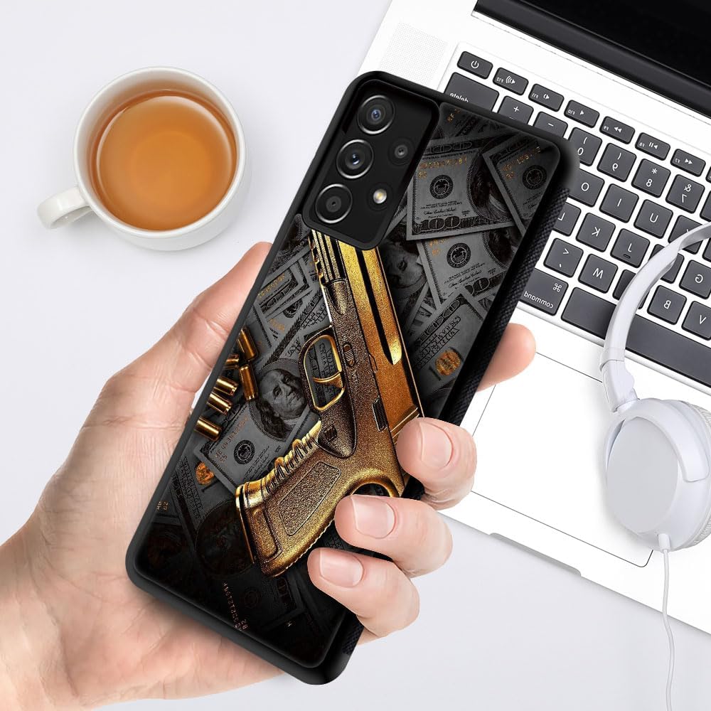 CARLOCA Compatible with Samsung Galaxy A32 4G Case,Gold USA Money Pattern,Ultra Protection Shockproof Soft Silicone TPU Non-Slip Back for Samsung