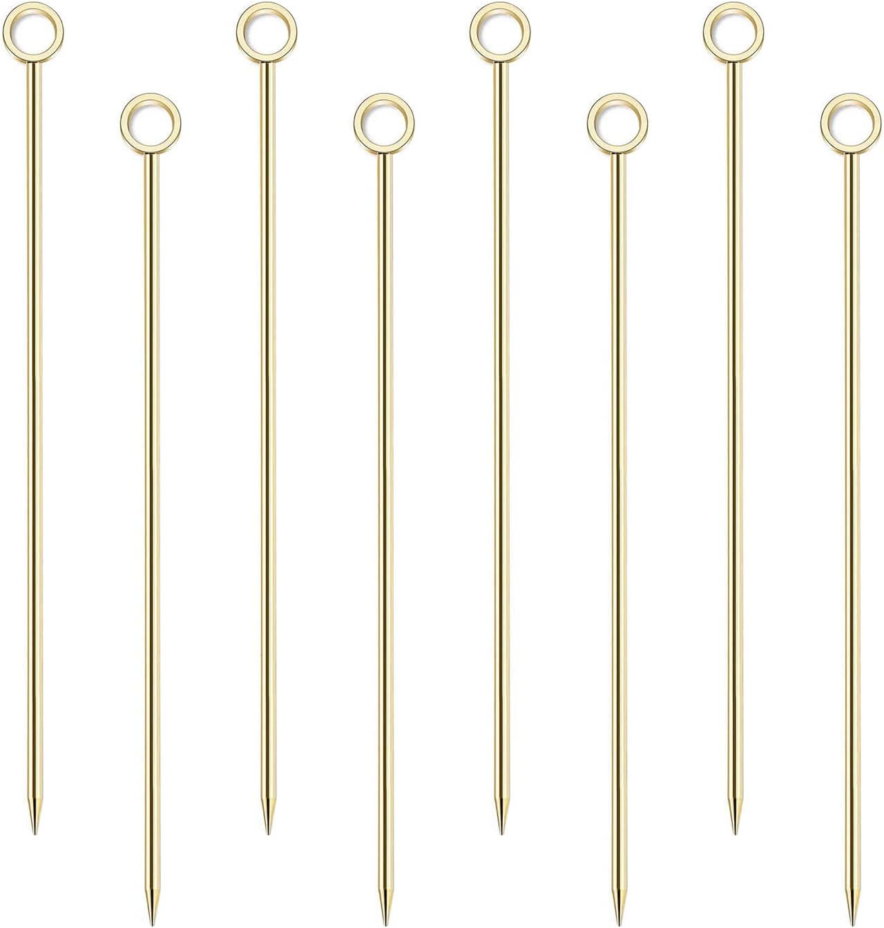 8 púas de cóctel de acero inoxidable, palillos de cóctel de martini, pinchos de metal reutilizables para cócteles, aceitunas y aperitivos Bloody