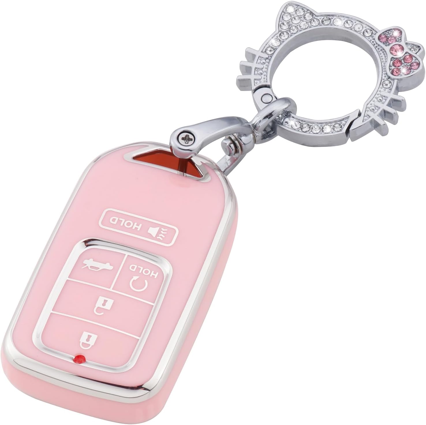 Funda de llavero rosa para Honda, funda de TPU suave con llavero brillante para Honda Accord Civic CRV Pilot Odyssey Smart Key Holder