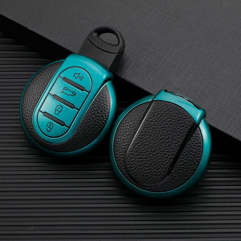 SANRILY Funda de cuero para llave Mini Key Case Shell Key Holder con llavero, Verde