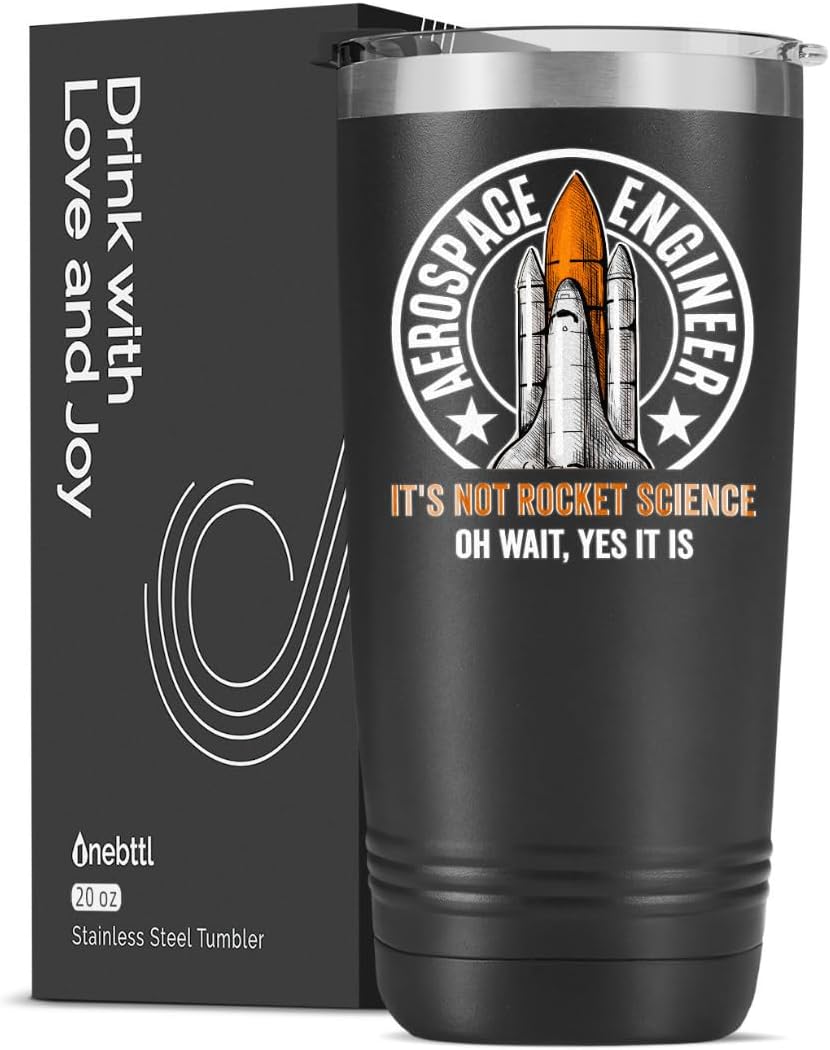 Onebttl Regalos aeroespaciales para hombres, 20 onzas, regalos espaciales, vaso de acero inoxidable con tapa, taza de café de viaje con aislamiento