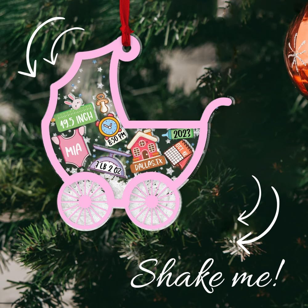 Adorno de Navidad para bebé 2024, adornos de estadísticas de nacimiento de bebé, adornos de bebé, adornos personalizados de primera Navidad para