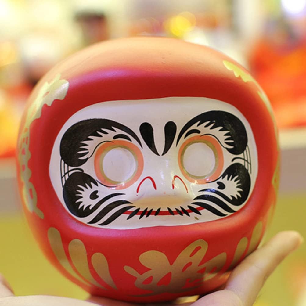 STOBOK Decoración para el hogar, caja de ahorro de muñeca japonesa Daruma de cerámica, alcancía de gato, banco de deseos, estatua zen de la suerte,