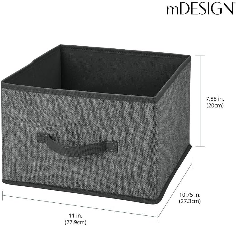 mDesign Contenedor de tela para organizador de cubos, cubo de almacenamiento plegable de tela, organizador de almacenamiento plegable para armario,