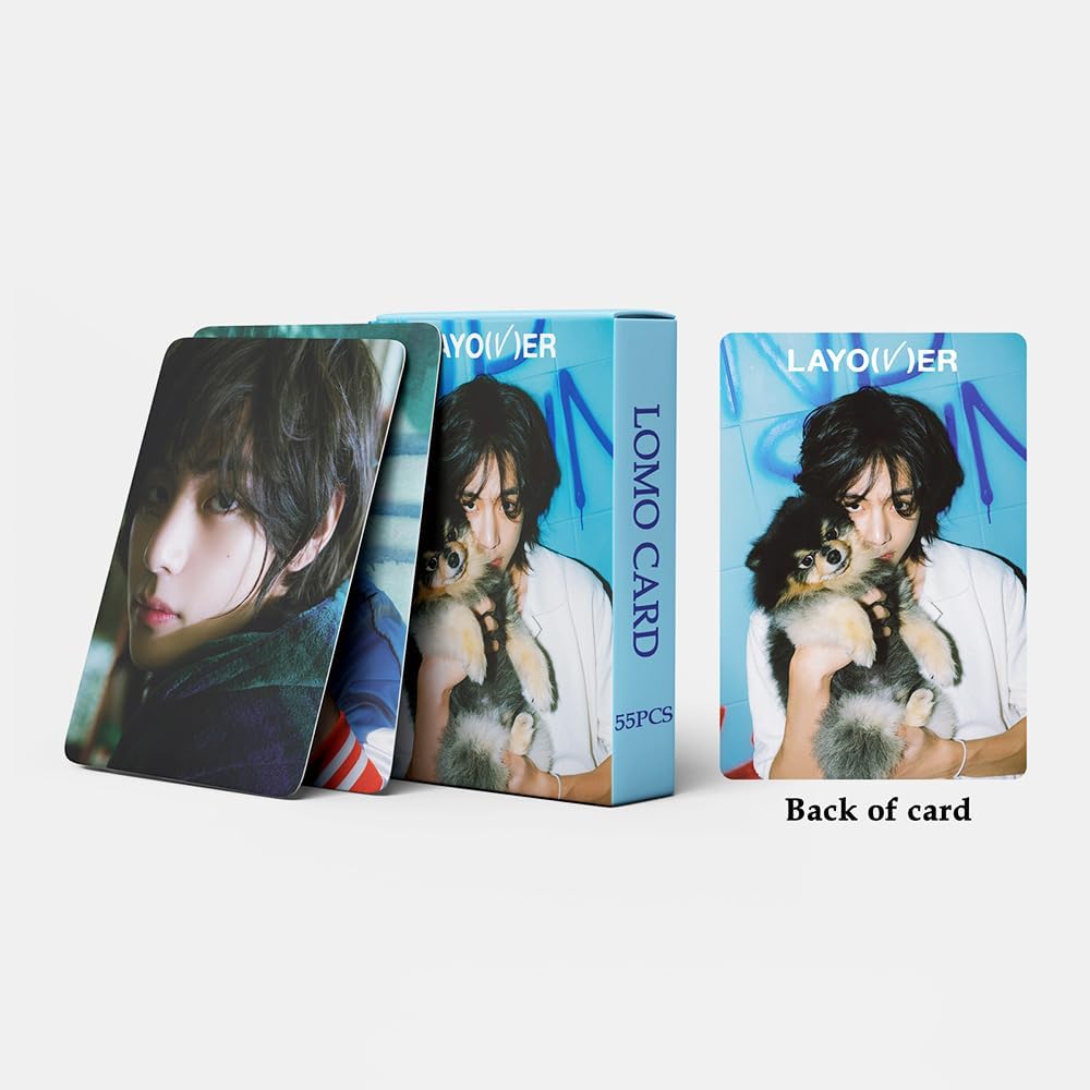 V Layover – Juego de tarjetas fotográficas de 55 piezas 2023 V Tae Hyung Solo Album Layover Lomo Cards Bangtan Boys Merchandise Regalo para