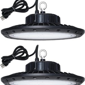 Luz LED UFO de 400 W, 56,000 lm con enchufe de EE. UU., luz LED de alta bahía de 5000 K 100-277 V para almacén, taller, fábrica, gimnasio, garaje, Luz LED UFO de 400 W, 56,000 lm con enchufe de EE. UU., luz LED de alta bahía de 5000 K 100-277 V para almacén, taller, fábrica, gimnasio, garaje,