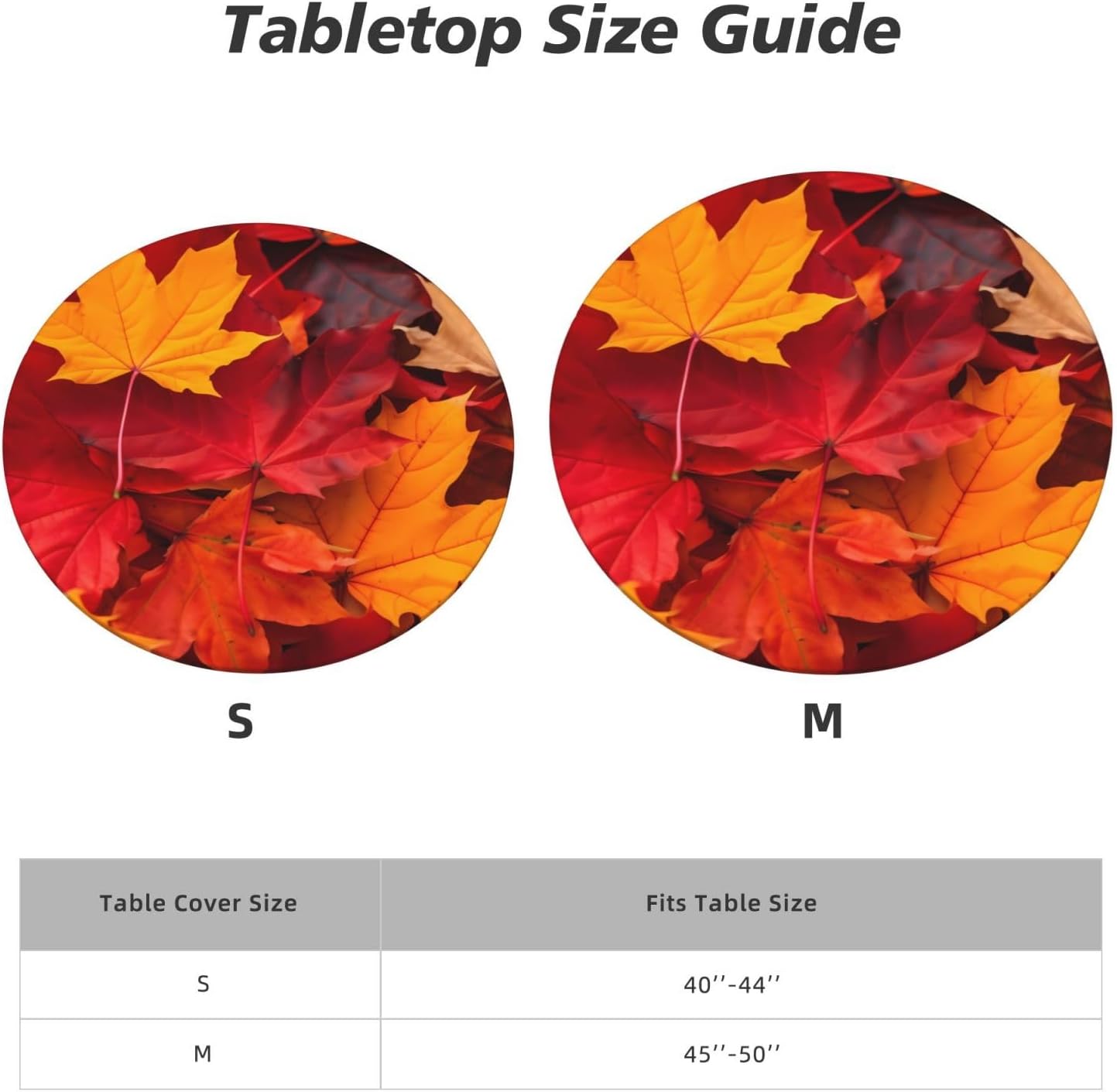 hsbolediy Mantel redondo de hojas de otoño (54 pulgadas para mesa de 45 a 50 pulgadas), mantel ajustable con borde elástico para exteriores,