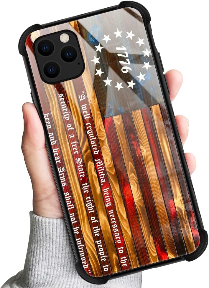 TnXee Funda compatible con iPhone 13 Mini, Betsy Ross de 13 estrellas de madera con diseño de patrón 1776 para iPhone 13 Mini, fundas para hombres y
