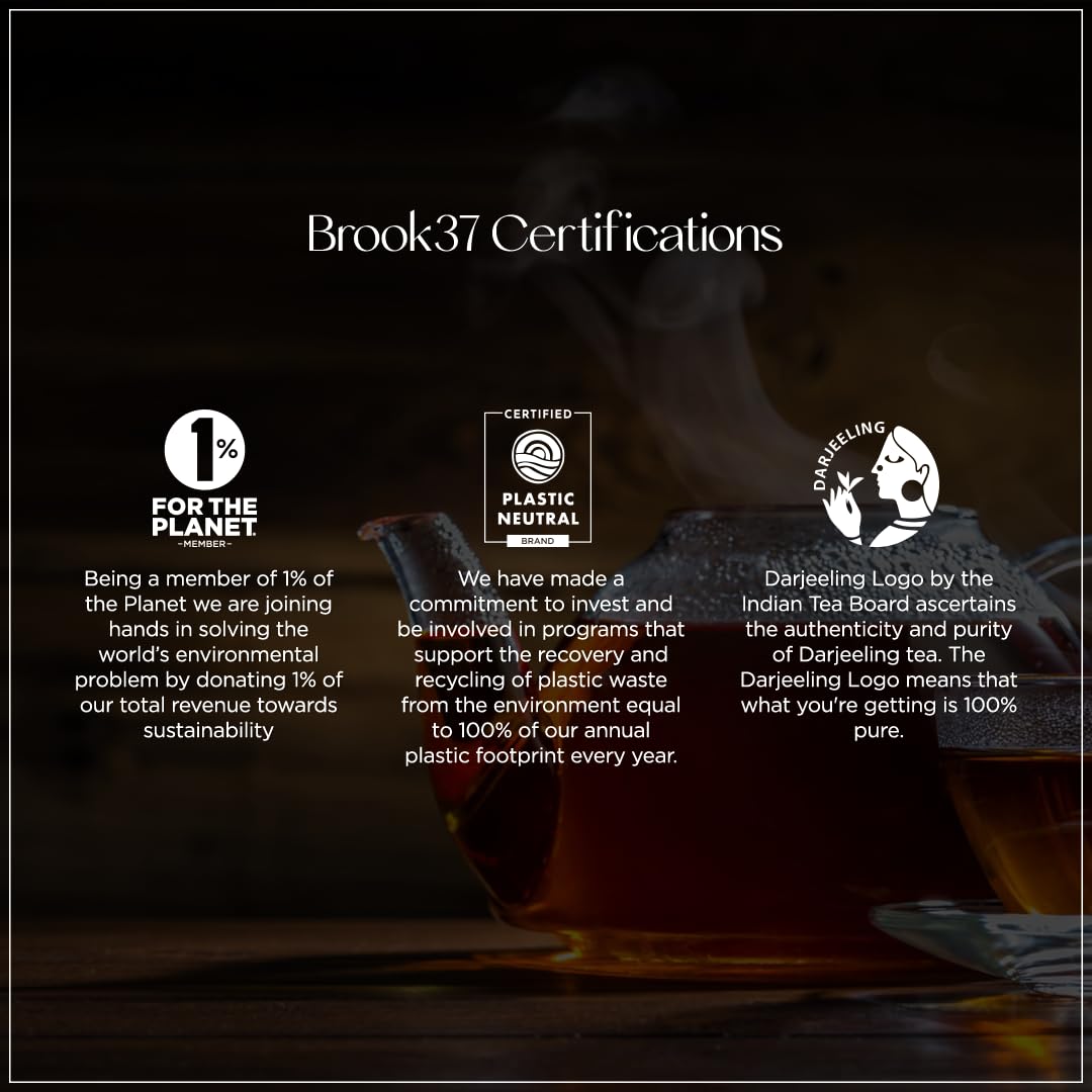 Brook37 Broadway’s Cleopatra – Té verde Darjeeling de primera calidad  Bajo en cafeína  Sabor suave y dulce como aceituna picante  20 bolsas