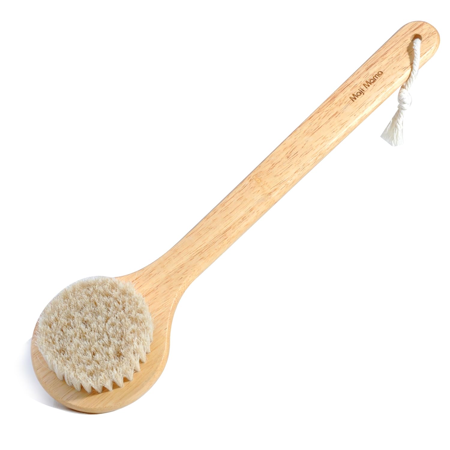 Cepillo de baño de mango largo 100% cerdas de caballo, cepillo de ducha de madera de roble, cerdas naturales para cepillado húmedo o seco, limpiador